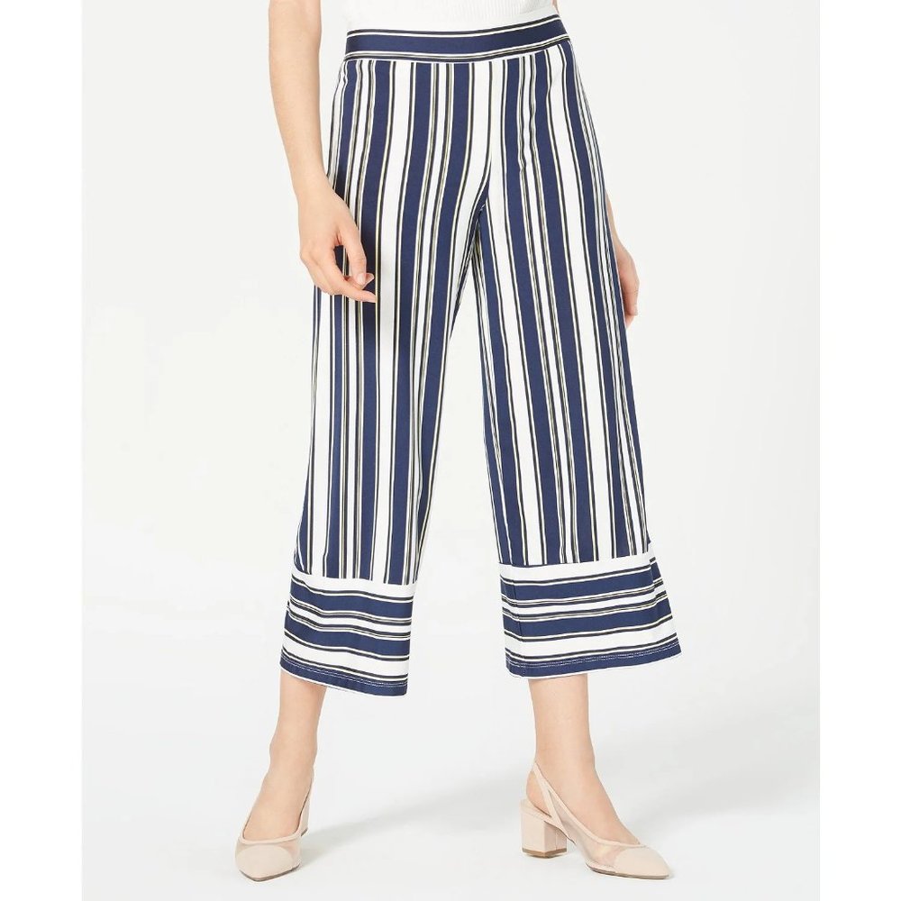 BCX Juniors' Striped Cropped Pants Navy/White Medium